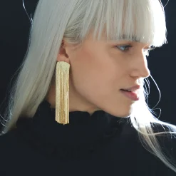 Anissa Kermiche Grand Fil Earrings (Gold) New