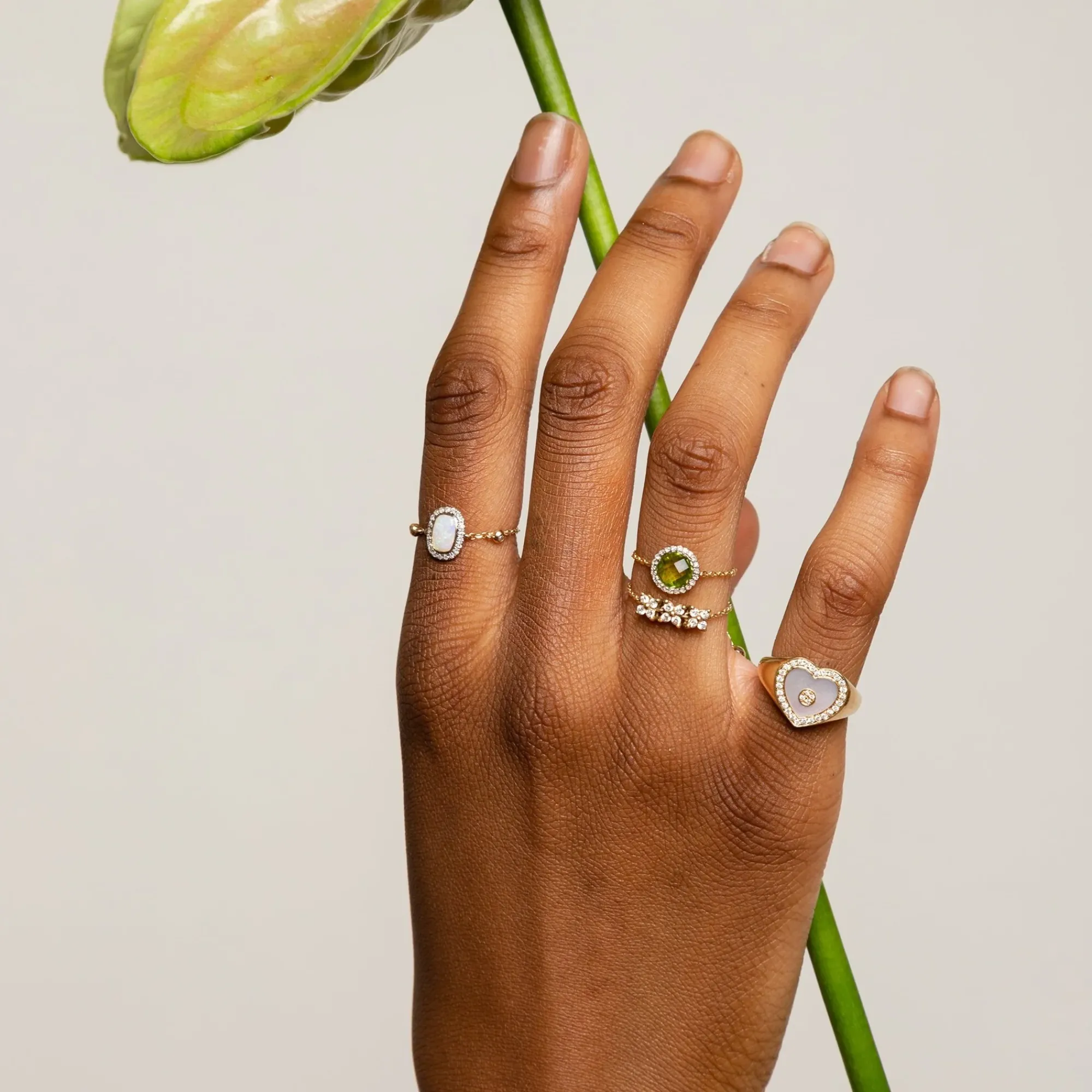 Anissa Kermiche Love Heart Mother Of Pearl Signet Ring Clearance